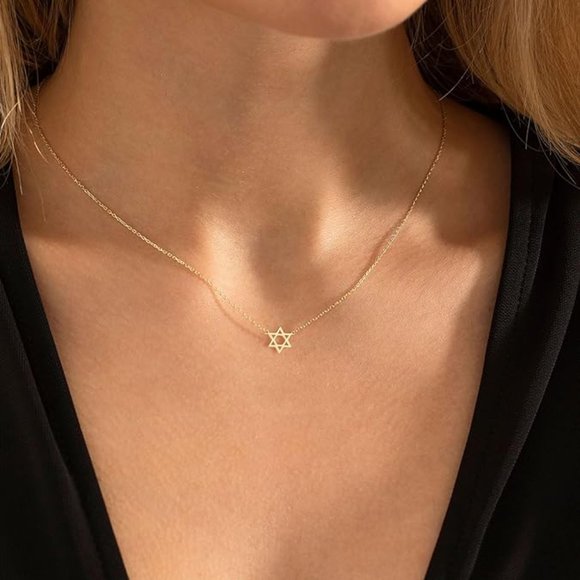 Star of David Necklace, Gold Magen Star of David Necklace, Tiny Gold Necklace - Picture 2 of 6